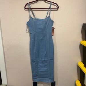New Haute Monde Midi Denim Bodycon Dress